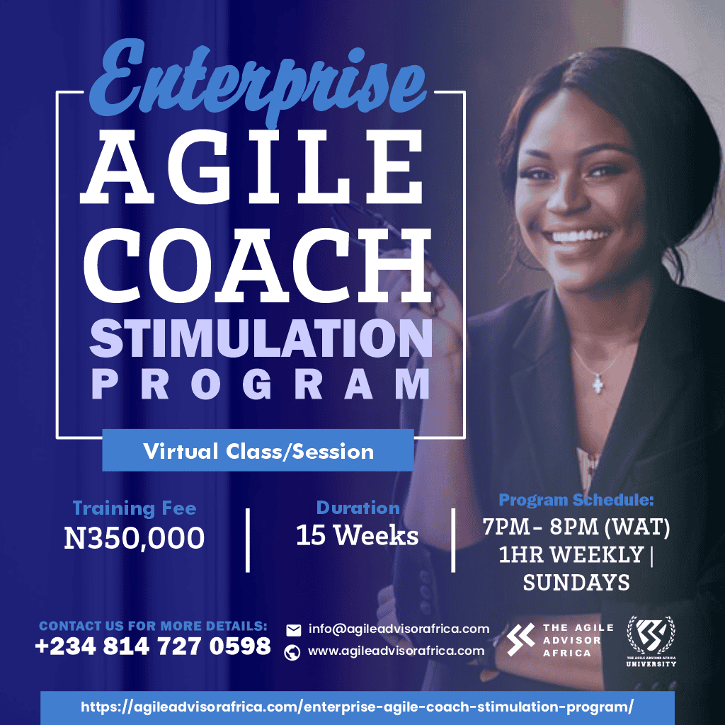 Enterprise Agile Coach Stimulation Program by The Agile Advisor Africa flyer